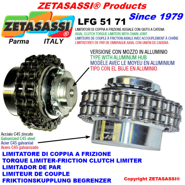 LIMITADOR DE PAR CON JUNTA DE CADENA (BUJE EN ALEACIÓN LIGERA) "LFG 51-71" ZETASASSI LFG71