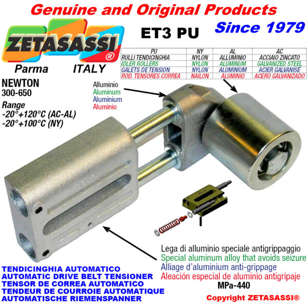 TENSOR DE CORREA AUTOMATICO LINEAL ET3 PU con rodillo tensor ZETASASSI ET3PU8090AL