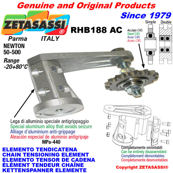 ELEMENTO TENSOR DE CADENA RHB188 con piñon tensor AC ZETASASSI RHB188AC114S