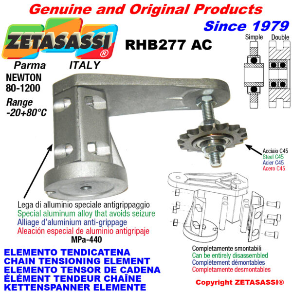 ELEMENTO TENSOR DE CADENA RHB277 con piñon tensor AC ZETASASSI RHB277AC134S