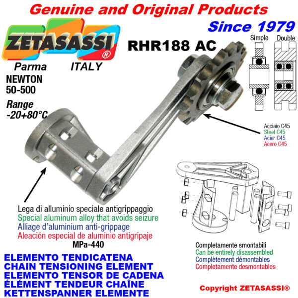 ELEMENTO TENSOR DE CADENA RHR188AC con piñon tensor AC ZETASASSI RHR188AC114S