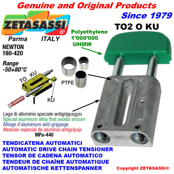 TENSOR DE CADENA AUTOMATICO LINEAL TO2KU cabeza oval  (casquillos PTFE) ZETASASSI TO2OASA60SKU