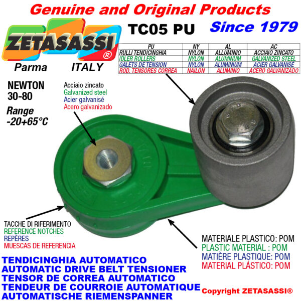 TENSOR DE CORREA AUTOMÁTICO ROTATIVO TC05PU con rodillo tensor ZETASASSI TC05PU5050AL
