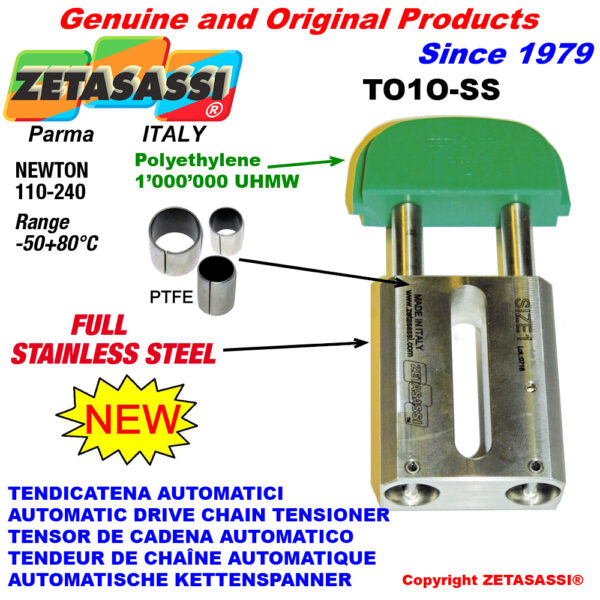 TENSOR DE CADENA AUTOMATICO LINEAL completamente de acero inoxidable TO1-SS  cabeza oval ZETASASSI TO1OASA40D-SS