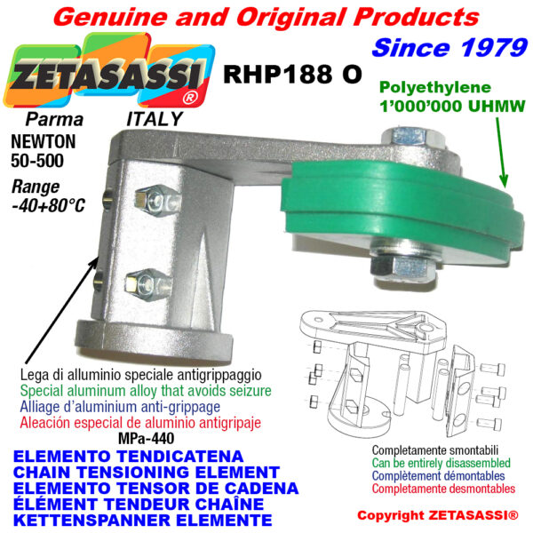 ELEMENTO TENSOR DE CADENA RHP188 con patin tensor cadena cabeza oval ZETASASSI RHP188TO3OASA120S