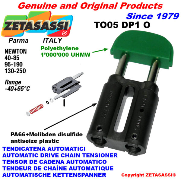 TENSOR DE CADENA TO05DP1 cabeza oval (Cuerpo en PA66+d.m. Cabeza en Polietileno) ZETASASSI TO05DP1OASA40D