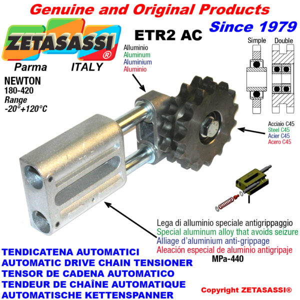 TENSOR DE CADENA AUTOMATICO LINEAL ETR2AC con piñón tensor AC ZETASASSI ETR2AC114S