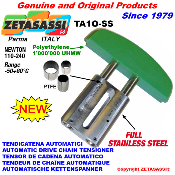 TENSOR DE CADENA AUTOMATICO LINEAL completamente de acero inoxidable TA1-SS cabeza a arco oval ZETASASSI TA1OASA40D-SS