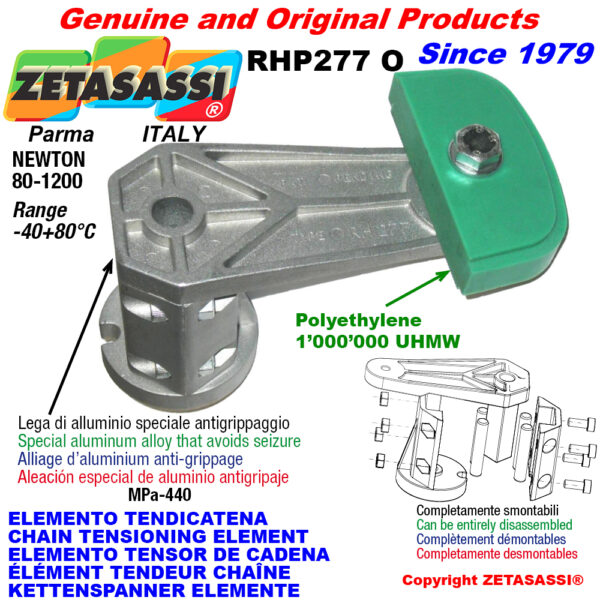 ELEMENTO TENSOR DE CADENA RHP227 con patin tensor cadena cabeza oval ZETASASSI RHP277TO3OASA120S