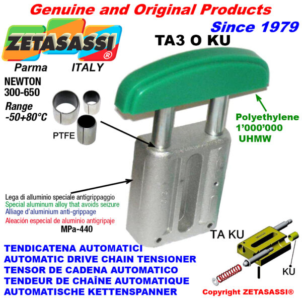 TENSOR DE CADENA AUTOMATICO LINEAL TA3 KU cabeza a arco oval (casquillos PTFE) ZETASASSI TA3OASA120SKU