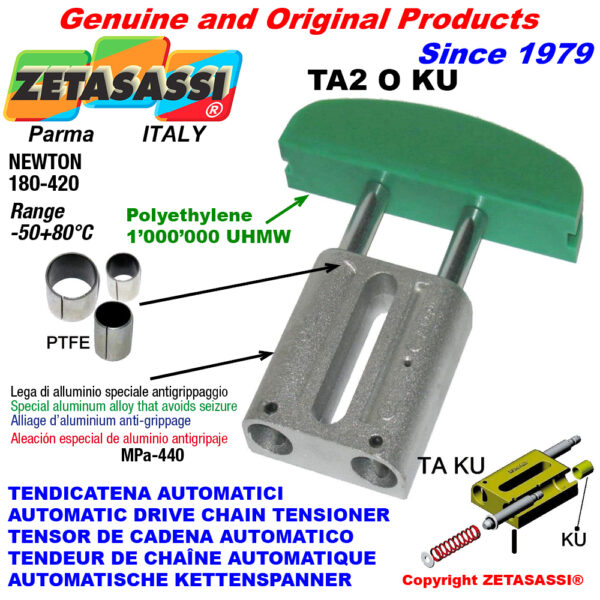 TENSOR DE CADENA AUTOMATICO LINEAL TA2 KU cabeza a arco oval  (casquillos PTFE) ZETASASSI TA2OASA60SKU
