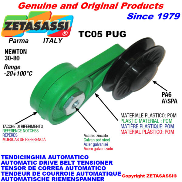 TENSOR DE CORREA AUTOMÁTICO ROTATIVO TC05PUG con polea a garganta ZETASASSI TC05PUG4