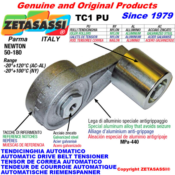 TENSOR DE CORREA AUTOMÁTICO ROTATIVO TC1PU con rodillo tensor ZETASASSI TC1PU8080ALING