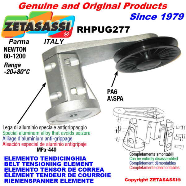 ELEMENTO TENSOR DE CORREA RHPUG277 con polea a garganta ZETASASSI RHPUG4277