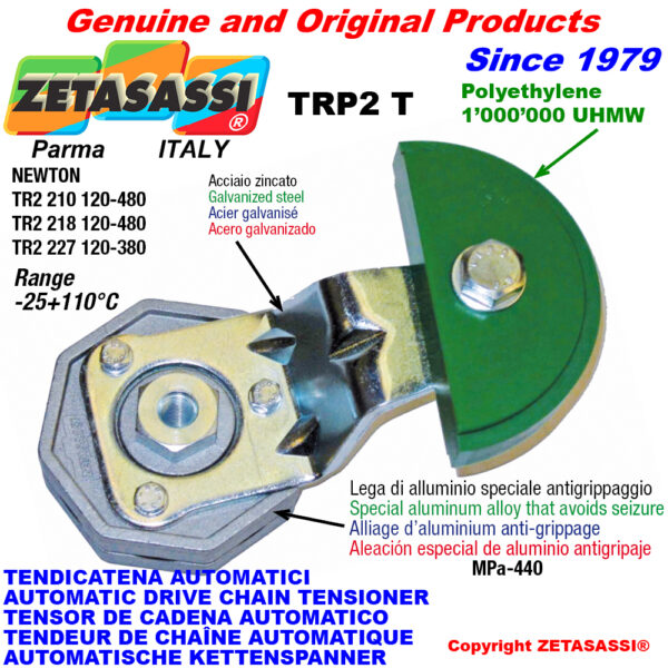 TENSOR DE CADENA ROTATIVO TRP2 con patin tensor cadena cabeza redonda ZETASASSI TRP2218TO3TASA120D