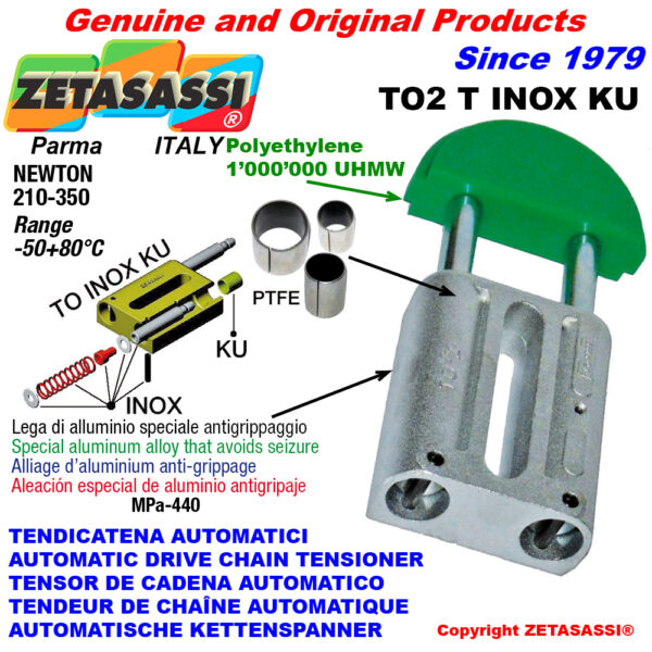 TENSOR DE CADENA AUTOMATICO LINEAL TO2INOX KU cabeza redonda (casquillos PTFE) ZETASASSI TO2TASA60TINOXKU