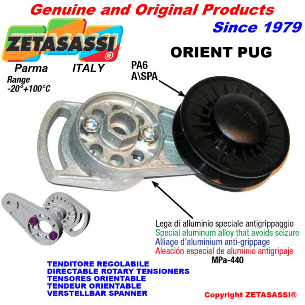 TENSOR DE CORREA ORIENTABLE ORIENTPUG con polea a garganta ZETASASSI ORIENTPUG4