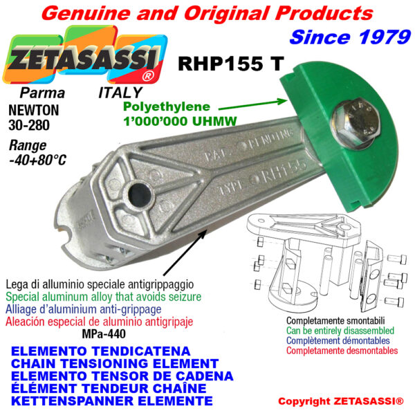 ELEMENTO TENSOR DE CADENA RHP155 con patin tensor cadena cabeza redonda ZETASASSI RHP155TO3TASA120D