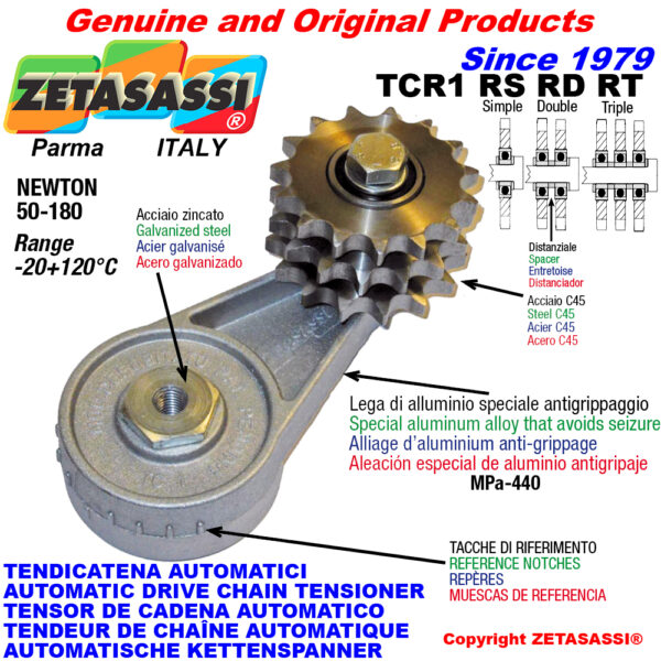 TENSOR DE CADENA AUTOMÁTICO ROTATIVO TCR1 con piñon tensor RS RD RT ZETASASSI TCR1RD114ING