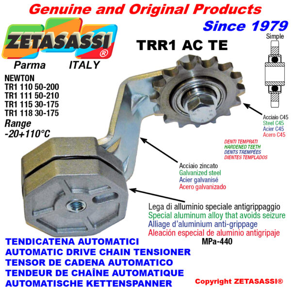 TENSOR DE CADENA ROTATIVO TRR1ACTE con piñon tensor endurecido ACTE ZETASASSI TRR1118AC1STE