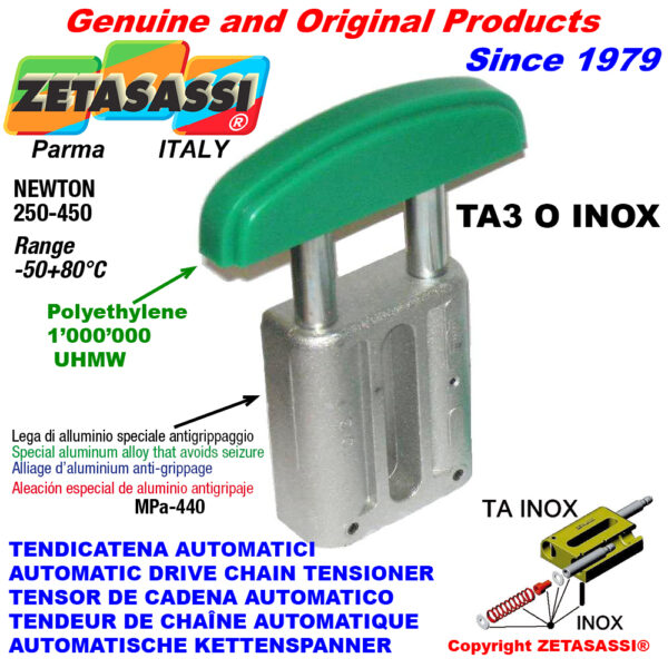 TENSOR DE CADENA AUTOMATICO LINEAL TA3 INOX cabeza a arco oval ZETASASSI TA3OASA120SINOX
