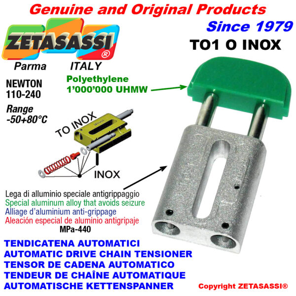 TENSOR DE CADENA AUTOMATICO LINEAL TO1INOX cabeza oval ZETASASSI TO1OASA40DINOX
