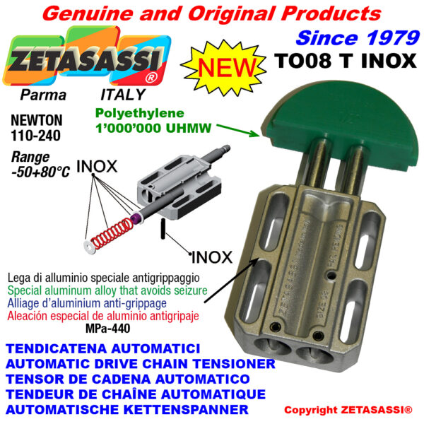 TENSOR DE CADENA AUTOMATICO LINEAL TO08INOX  cabeza redonda ZETASASSI TO08TASA40DINOX