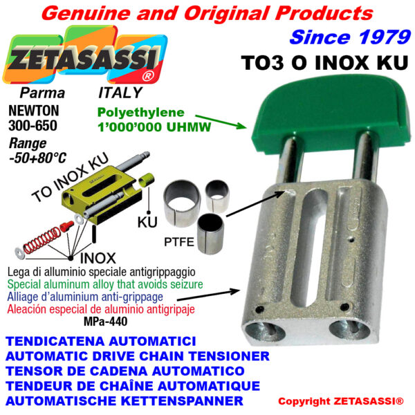 TENSOR DE CADENA AUTOMATICO LINEAL TO3INOXKU cabeza oval (casquillos PTFE) ZETASASSI TO3OASA120SINOXKU