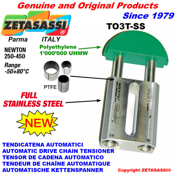 TENSOR DE CADENA AUTOMATICO LINEAL completamente de acero inoxidable TO3-SS cabeza redonda ZETASASSI TO3TASA120D-SS