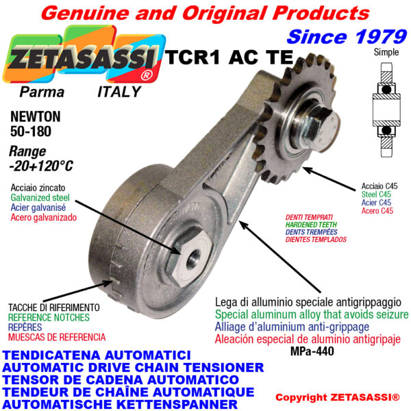 TENSOR DE CADENA AUTOMÁTICO ROTATIVO TCR1ACTE con piñon tensor endurecido ACTE ZETASASSI TCR1AC1STEING
