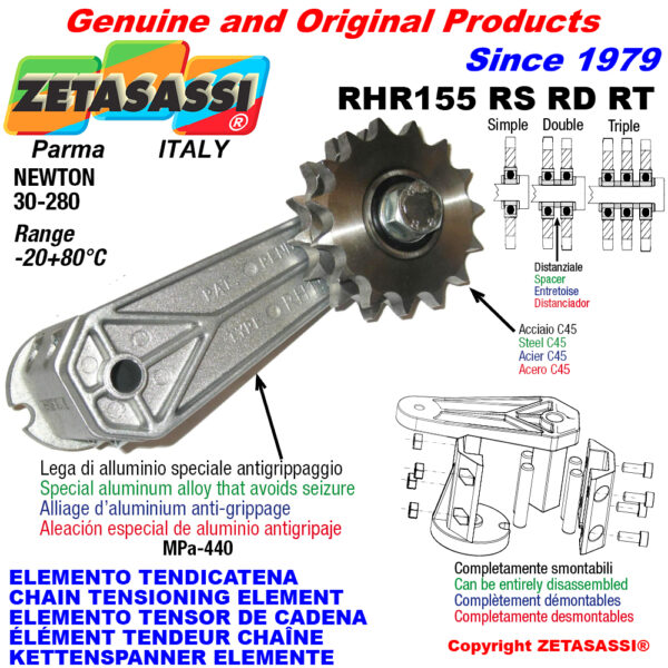 ELEMENTO TENSOR DE CADENA RHR155 con piñon tensor RS RD RT ZETASASSI RHR155RD114