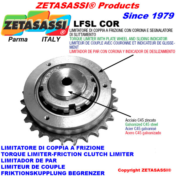 LIMITADOR DE PAR CON CORONA Y INDICADOR DE DESLIZAMIENTO "LFSLCOR" ZETASASSI LFSL170114Z22