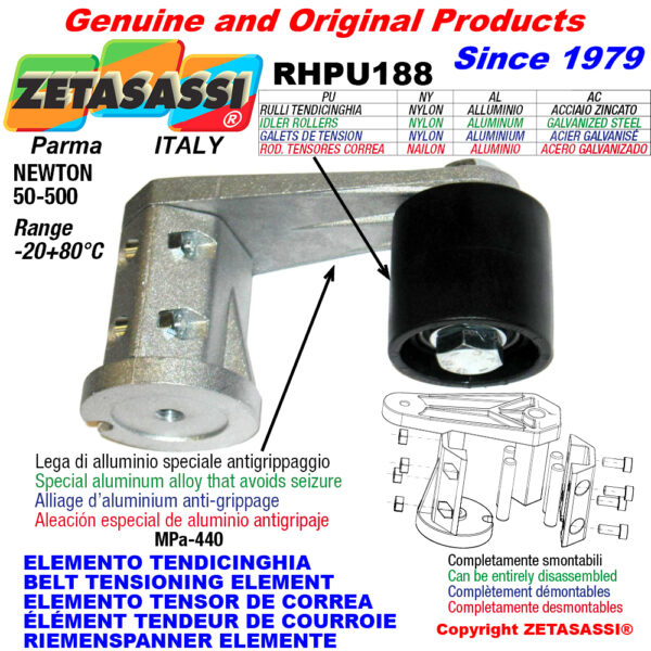 ELEMENTO TENSOR DE CORREA RHPU188 con rodillo tensor ZETASASSI RHPU1888090AL