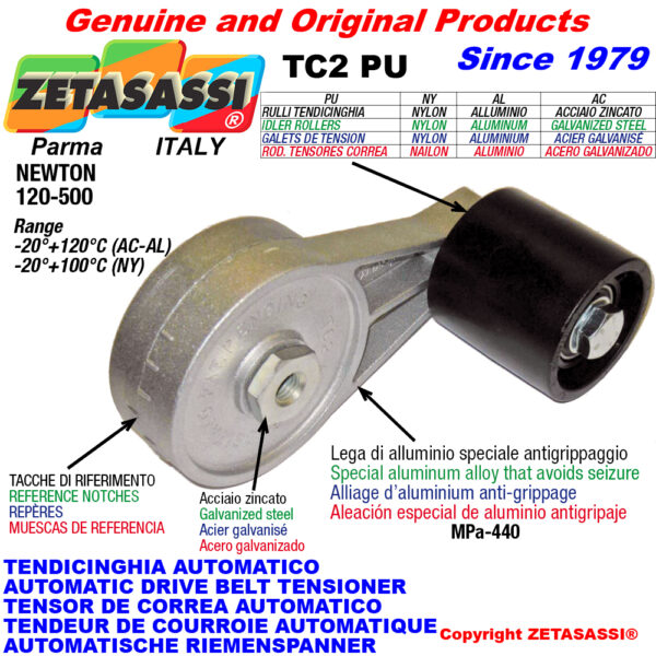 TENSOR DE CORREA AUTOMÁTICO ROTATIVO TC2PU con rodillo tensor ZETASASSI TC2PU8090AL