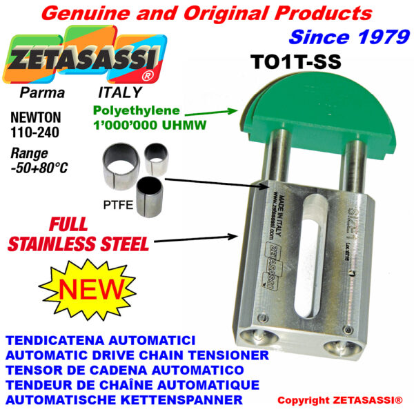 TENSOR DE CADENA AUTOMATICO LINEAL completamente de acero inoxidable TO1-SS cabeza redonda ZETASASSI TO1TASA40T-SS