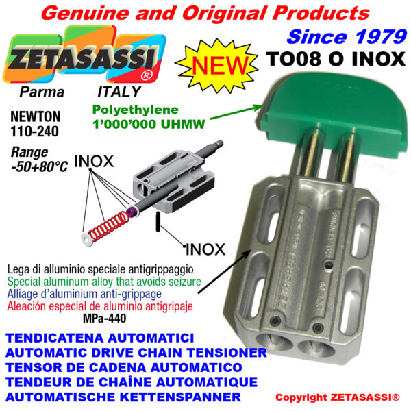 TENSOR DE CADENA AUTOMATICO LINEAL TO08INOX cabeza oval ZETASASSI TO08OASA40DINOX