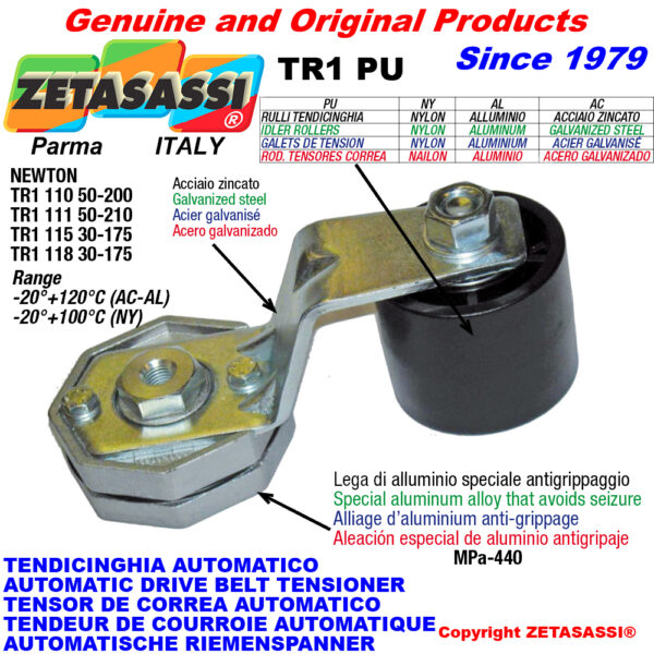 TENSOR DE CORREA ROTATIVO TR1PU con rodillo tensor ZETASASSI TR1PU1188090AL