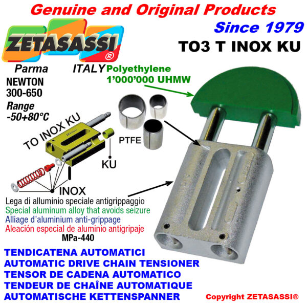 TENSOR DE CADENA AUTOMATICO LINEAL TO3INOXKU cabeza redonda (casquillos PTFE) ZETASASSI TO3TASA120DINOXKU