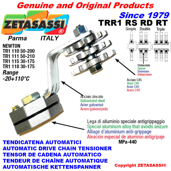 TENSOR DE CADENA ROTATIVO TRR1 con piñon tensor RS RD RT ZETASASSI TRR1118RD114