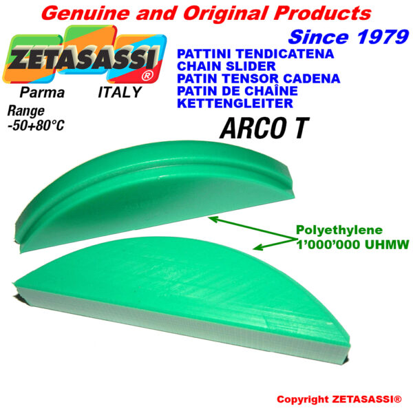 Patin tensor cadena Cabeza a arco redondo en polietileno 1000 ZETASASSI TTTA3ASA120DRIC