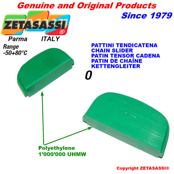 Patin tensor cadena Cebeza oval en polietileno 1000 ZETASASSI TOTO3ASA120STF