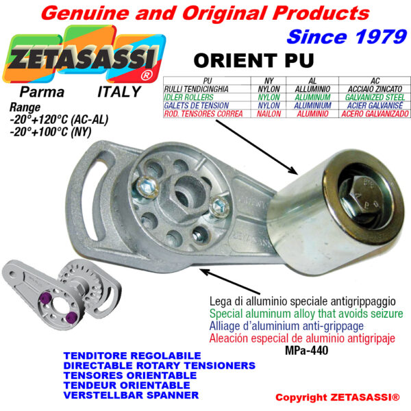 TENSOR DE CORREA ORIENTABLE ORIENTPU con rodillo tensor ZETASASSI ORIENTPU8090AL